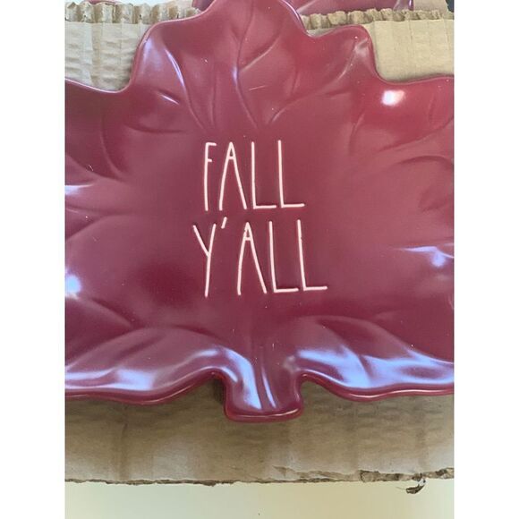 RAE DUNN Fall Y'all Leaf
Appetizer Plates set of 4 - Picture 3 of 4